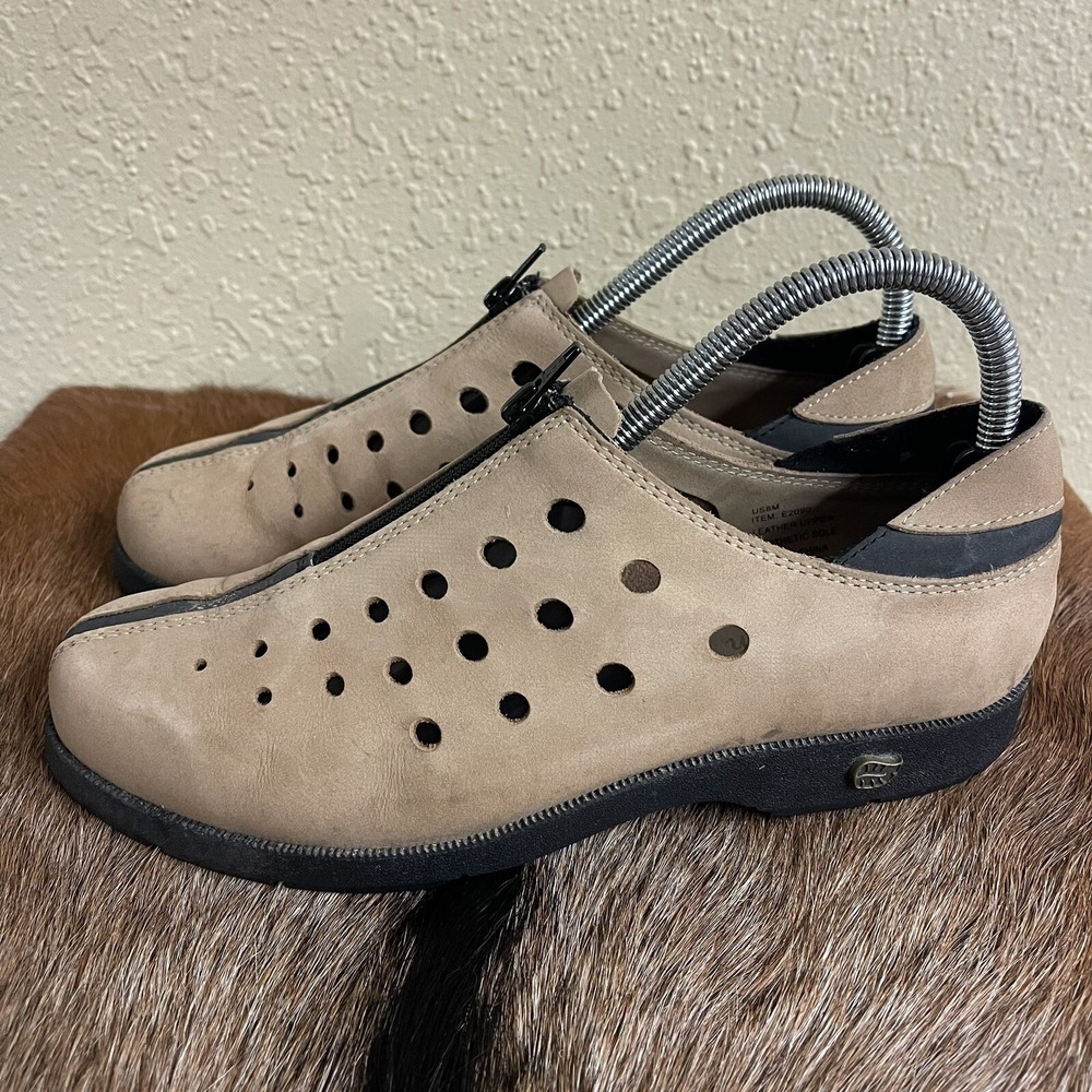 Golfstream Womens 8 Golf Shoes Leather Zipper Closure Breathable Tan Sporty